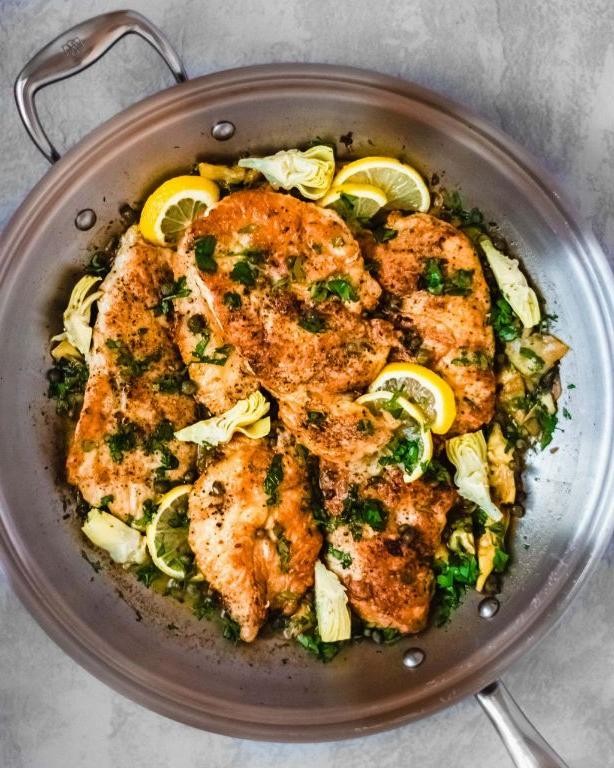 Thin Sliced Chicken Breast with Artichoke Hearts