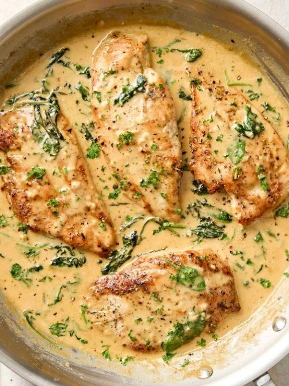 Thin Sliced Chicken Breast with Creamy Dijon Sauce