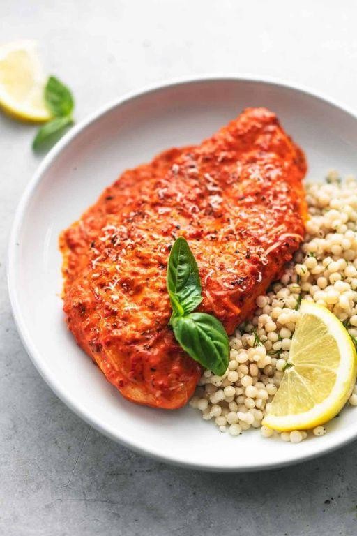 Thin Sliced Chicken Breast with Roasted Red Pepper Sauce