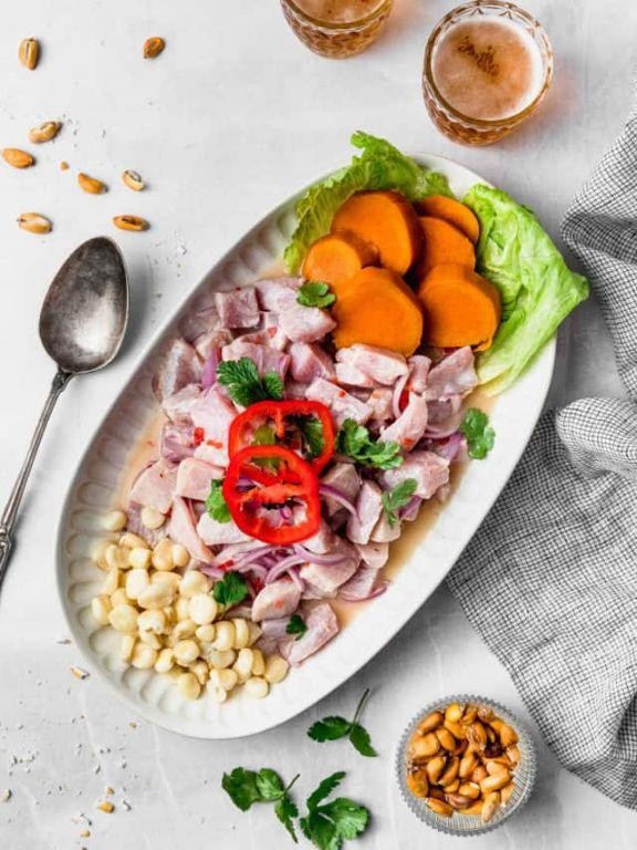 Traditional Peruvian Ceviche with Leche de Tigre