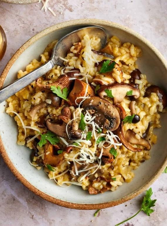 Trumpet Mushroom Risotto with Parmesan