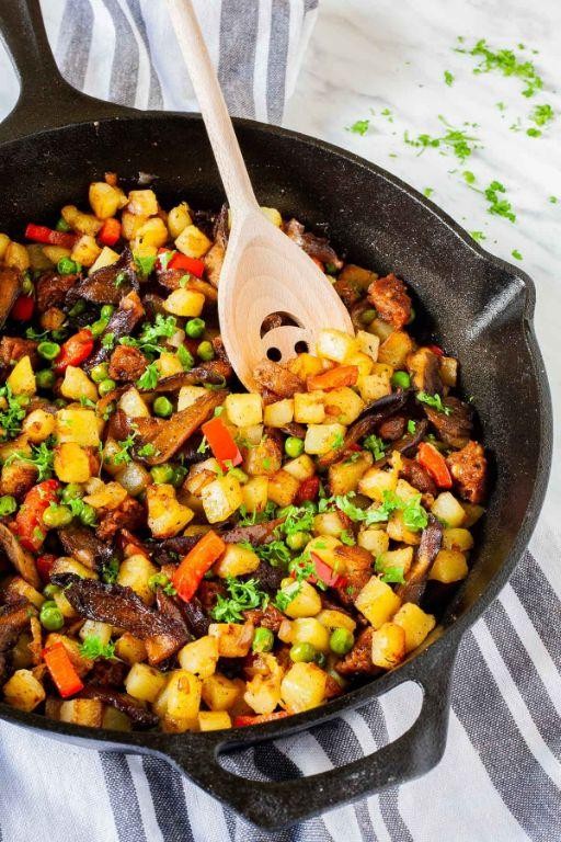 Trumpet Mushroom and Potato Hash