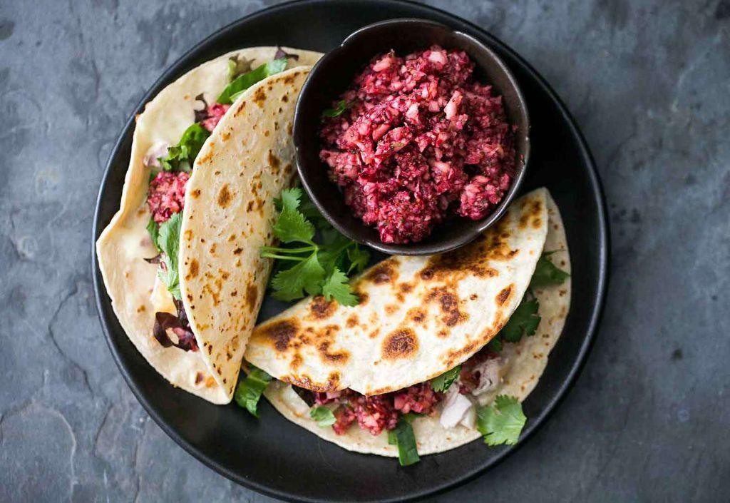 Turkey Tacos with Cranberry Salsa