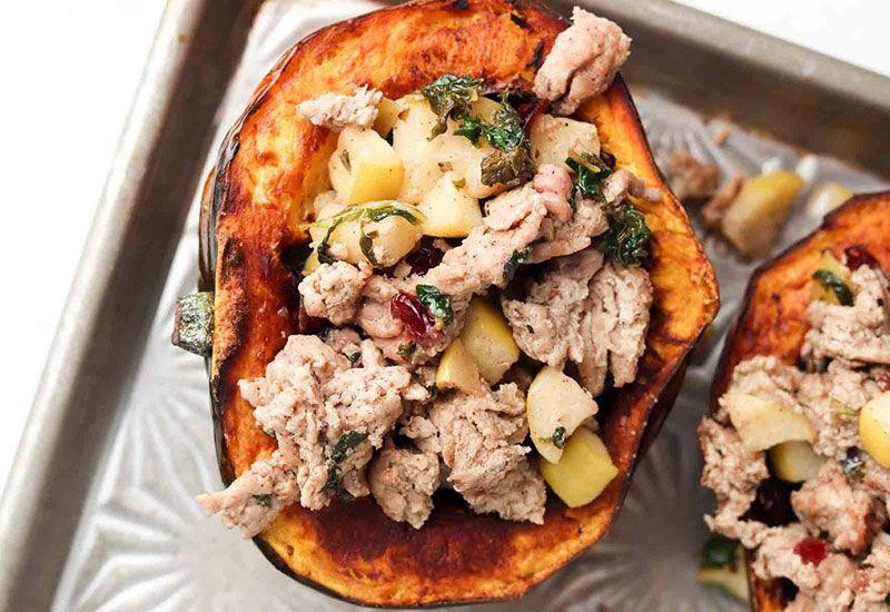 Turkey and Kale Stuffed Acorn Squash