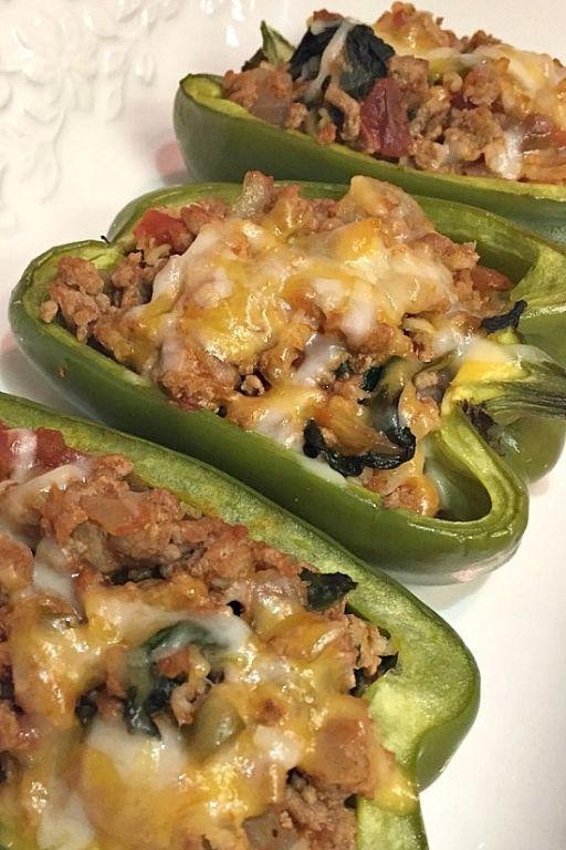 Turkey and Spinach Stuffed Peppers