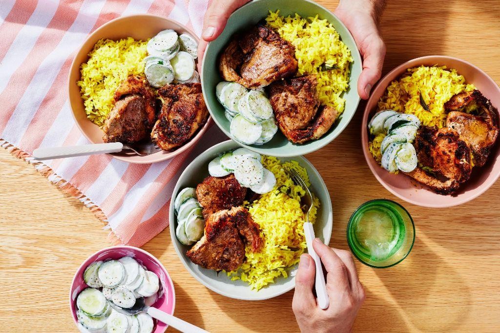 Turmeric Rice with Lamb and Yogurt