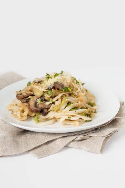 Turnip Noodles with Mushroom Gravy