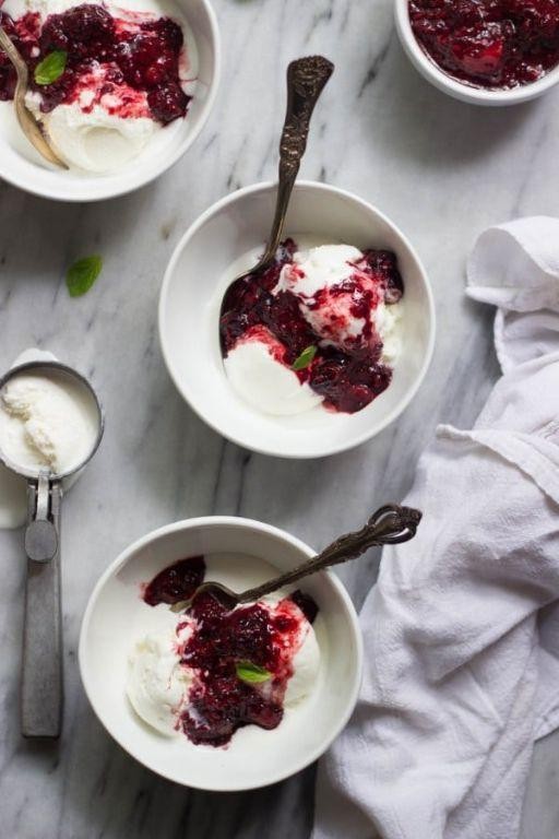 Vanilla Ice Cream with Berry Compote