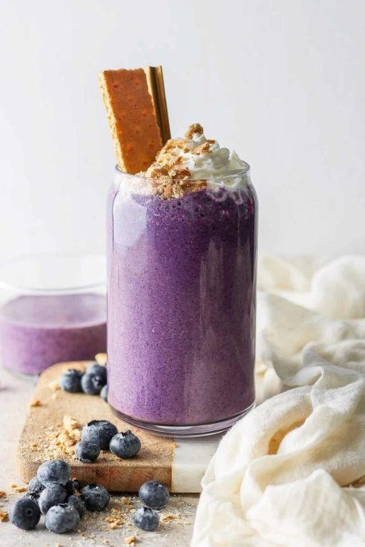 Vanilla Protein Blueberry Cheesecake Smoothie