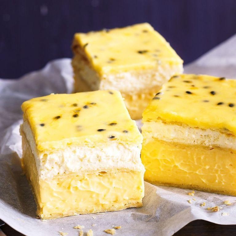 Vanilla Slice with Passionfruit Icing