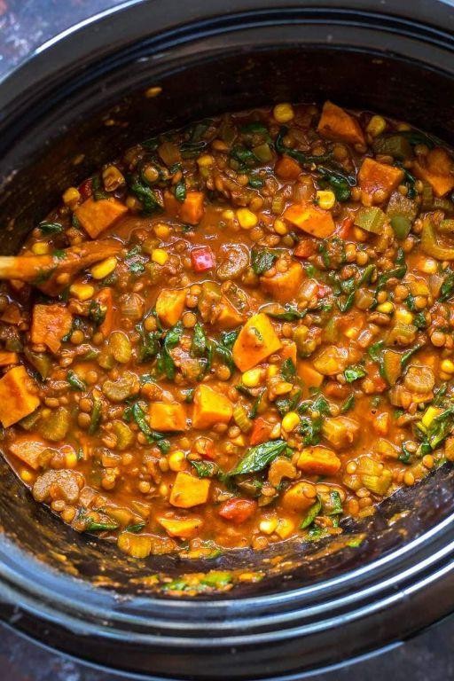 Vegan Crockpot Sweet Potato Lentil Soup