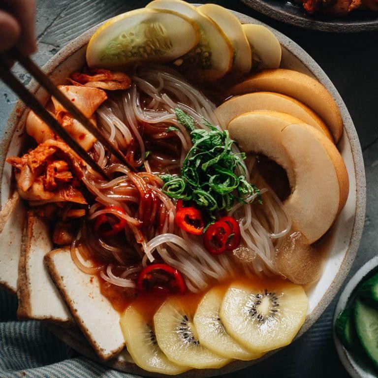 Vegan Korean Cold Noodle Soup