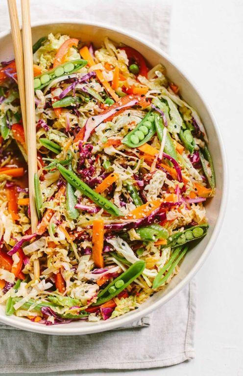 Vegan Oriental Cole Slaw with Tahini Dressing