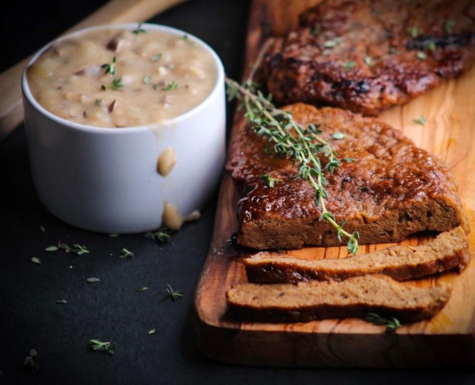 Vegan Seitan Steak with Mushroom Gravy
