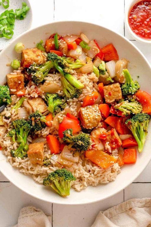 Vegan Tempeh Stir-Fry with Broccoli and Almonds