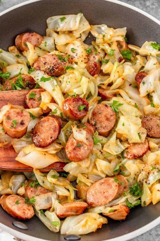 Vegan Tofurkey Sausage and Cabbage Stir Fry