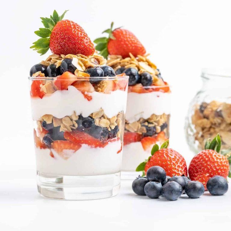 Vegan Yogurt Parfait with Granola and Mixed Berries