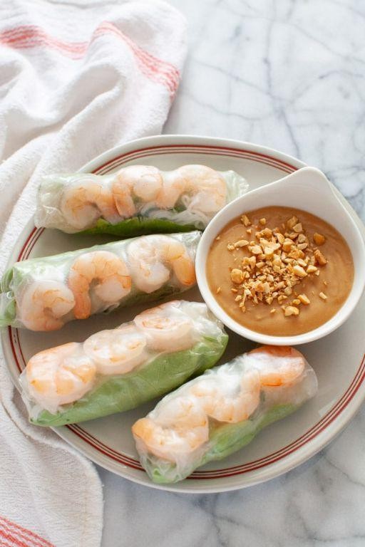 Vegetable Spring Rolls with Peanut Sauce