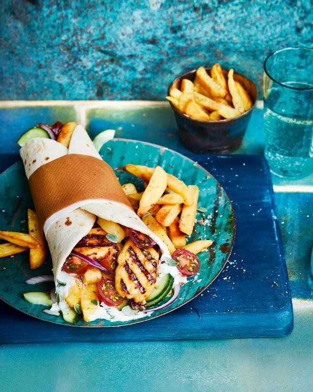 Vegetarian Gyro with Grilled Halloumi