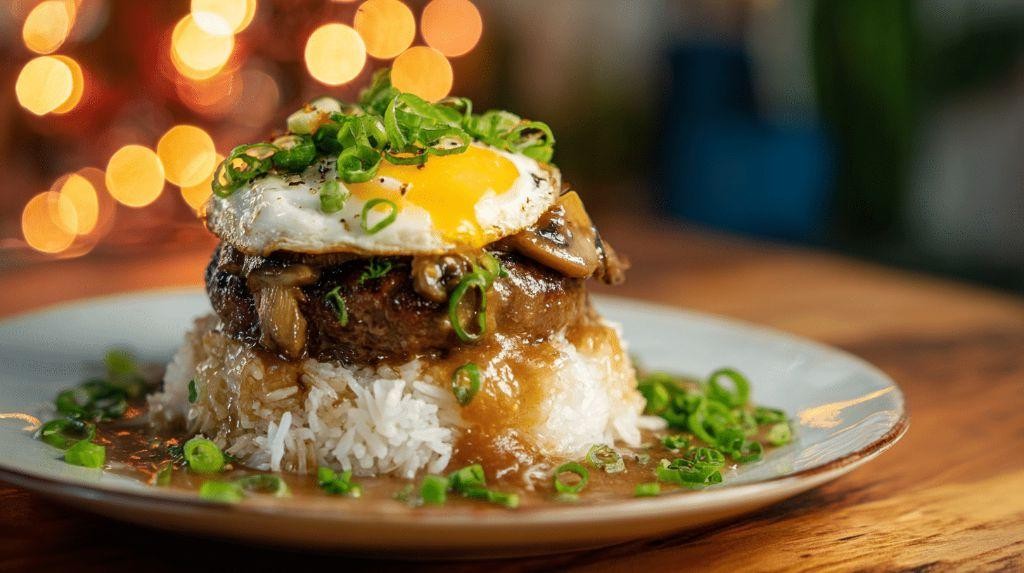 Vegetarian Loco Moco with Portobello Mushrooms