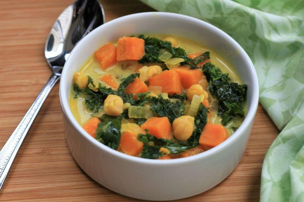Vegetarian Miso Soup with Sweet Potato and Kale