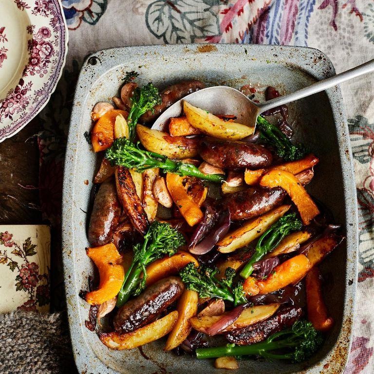 Venison Sausage with Roasted Root Vegetables