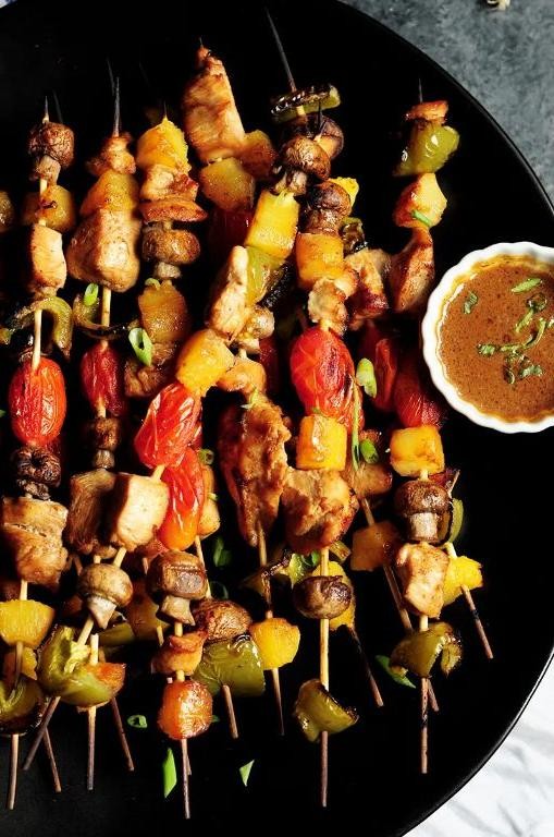 Wahoo Kabobs with Pineapple and Bell Peppers