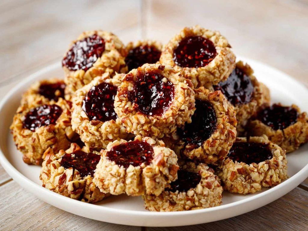 Walnut Flour Raspberry Thumbprint Cookies