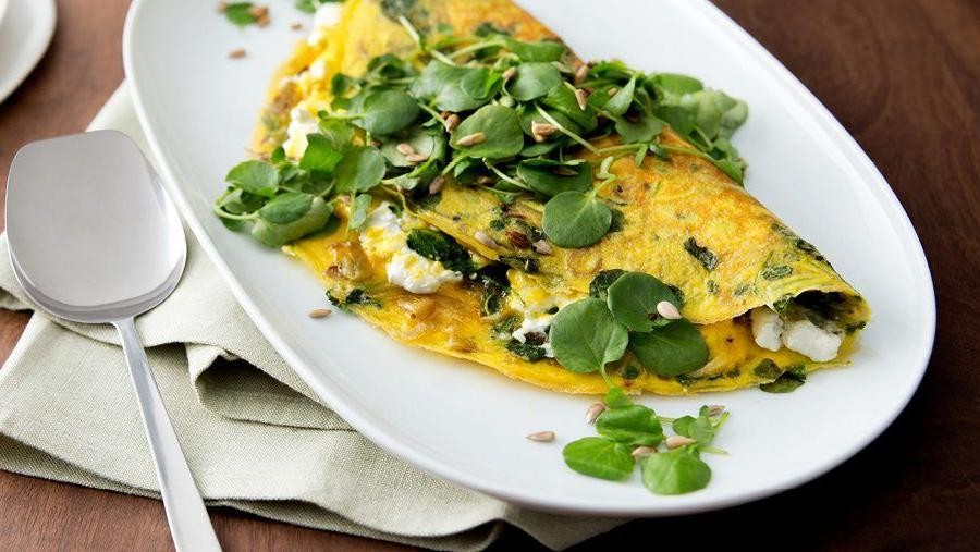 Watercress and Feta Cheese Omelette