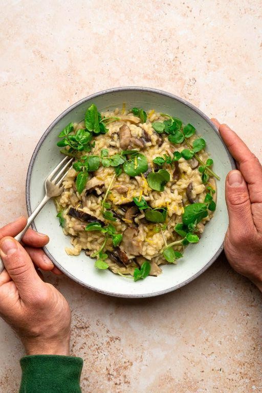 Watercress and Mushroom Risotto