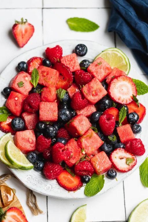 Watermelon Berry Salad with Honey Lime Dressing