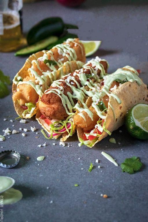 White Fish Tacos with Avocado Lime Sauce