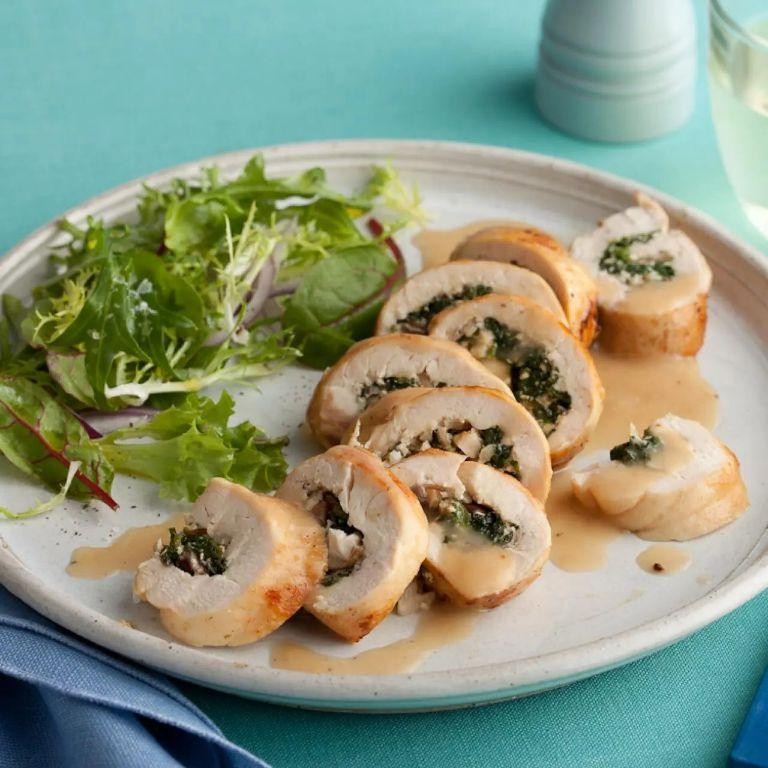 White Mushroom and Spinach Stuffed Chicken