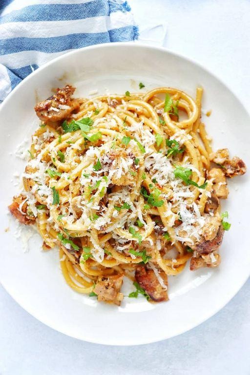 White Wine and Garlic Chicken Pasta Bake