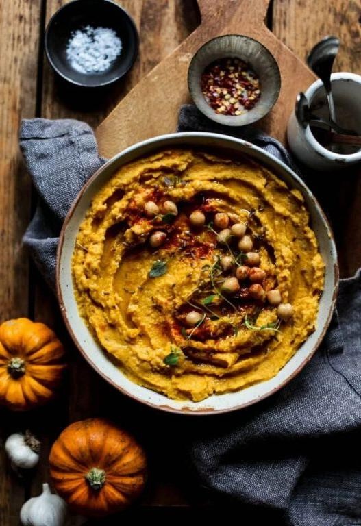 Whole Pumpkin Hummus with Roasted Garlic