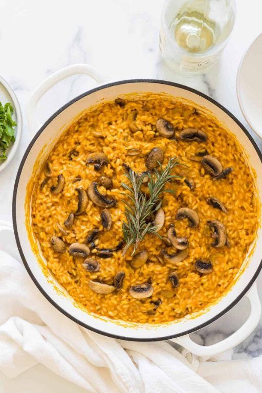 Whole Pumpkin Risotto with Mushrooms