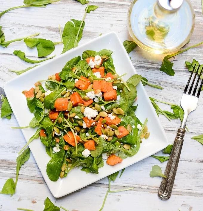 Whole Pumpkin Salad with Arugula and Goat Cheese