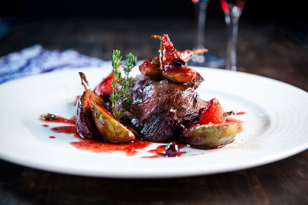 Wild Boar Fondue with Fig and Balsamic Glaze