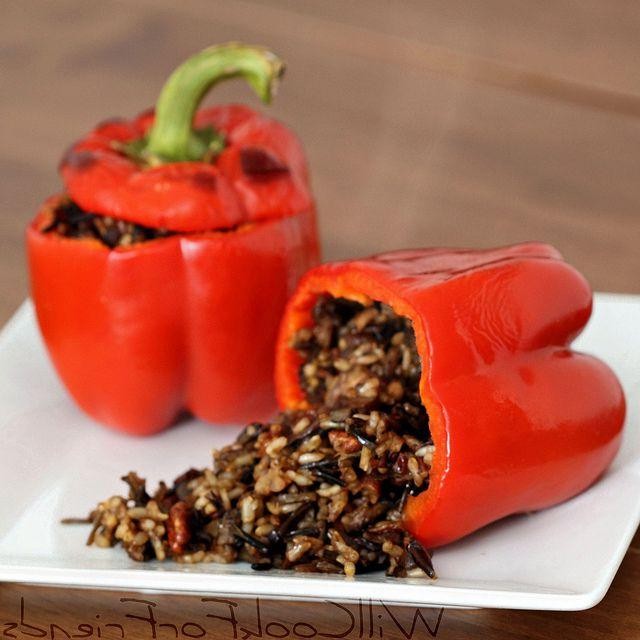Wild Rice and Mushroom Stuffed Peppers