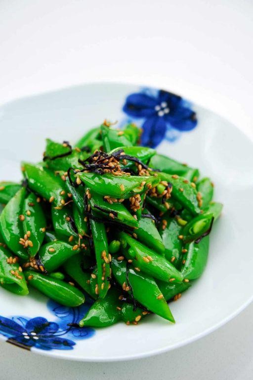 Asian Sugar Snap Peas Salad with Sesame Dressing