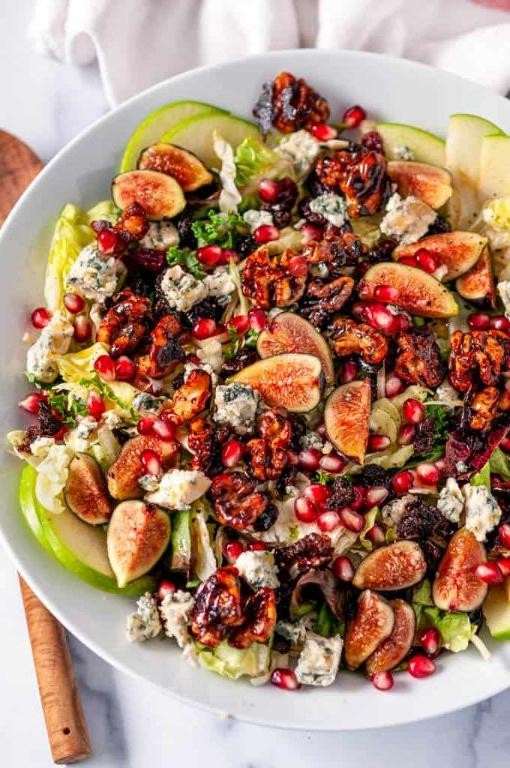 Autumn Sugar Snap Peas Salad with Pomegranate and Walnuts