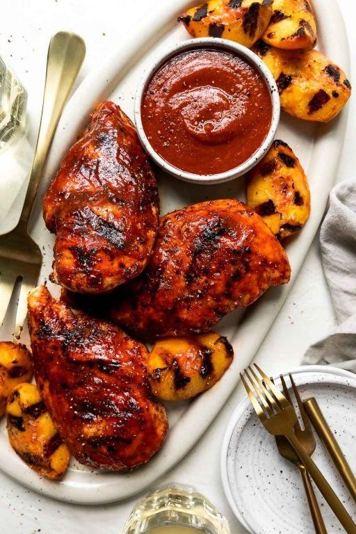 Barbeque Baked Chicken with Peach BBQ Sauce