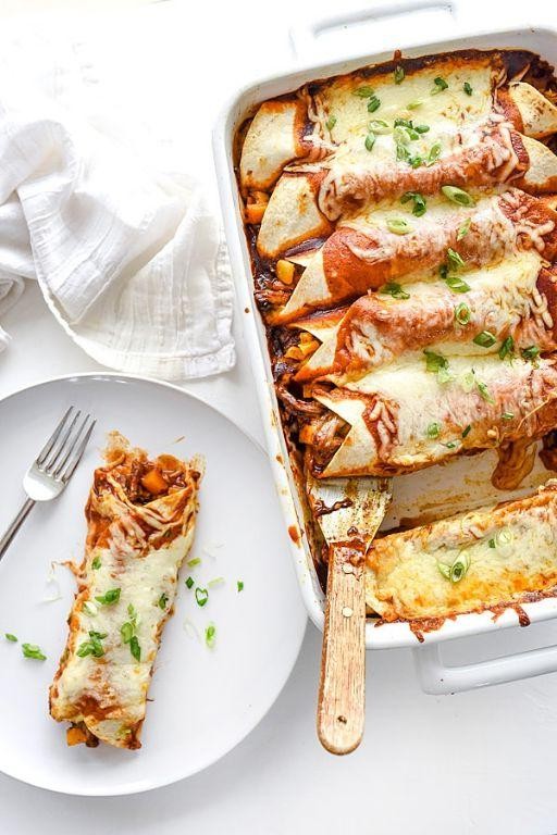 Butternut Squash and Ground Beef Enchiladas