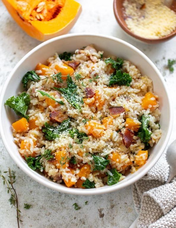 Butternut Squash and Ground Beef Risotto