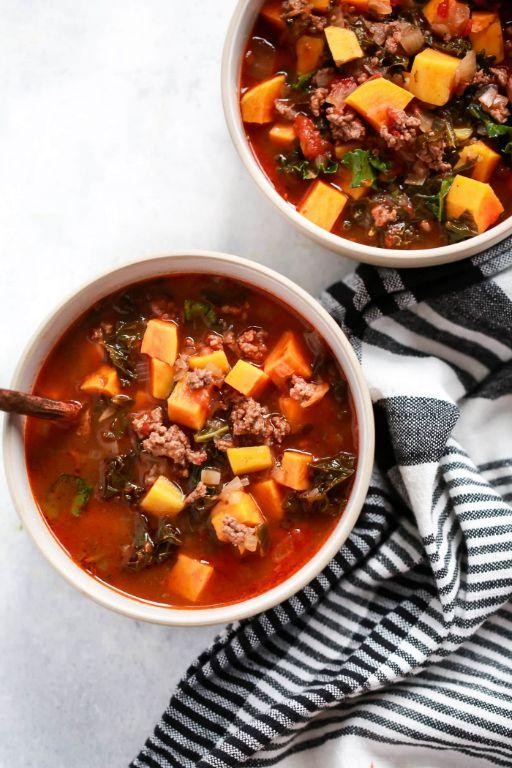Butternut Squash and Ground Beef Soup