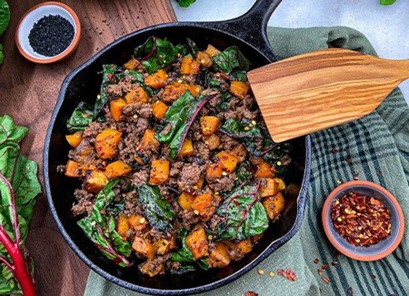 Butternut Squash and Ground Beef Stir Fry