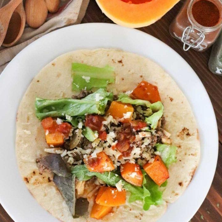 Butternut Squash and Ground Beef Tacos