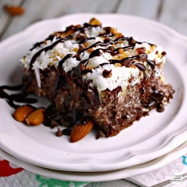 Chocolate Almond Poke Cake