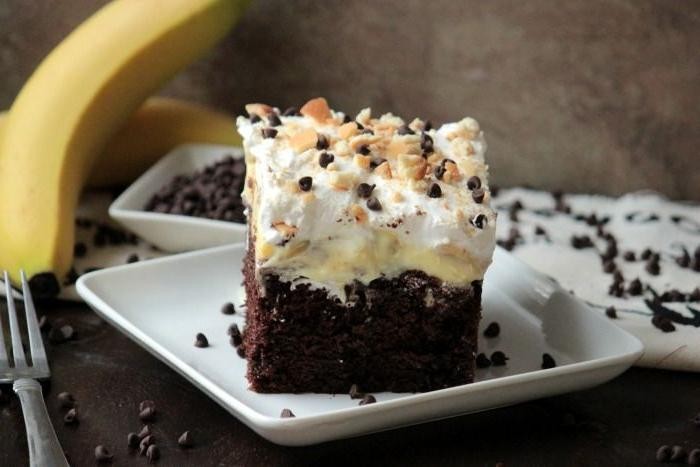 Chocolate Banana Poke Cake