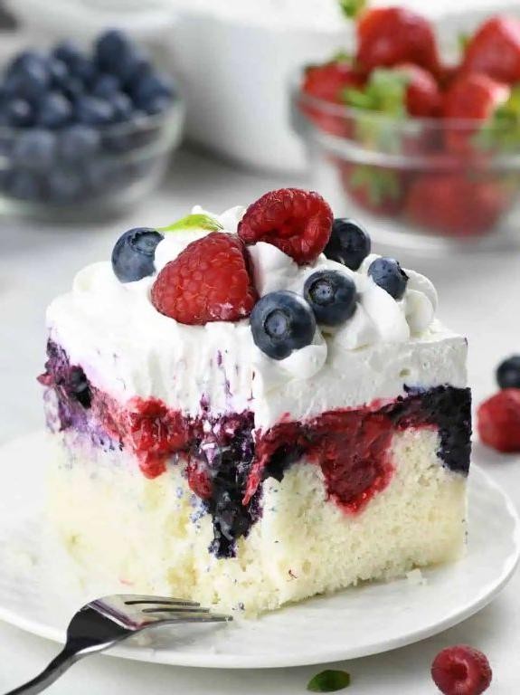 Chocolate Blueberry Poke Cake
